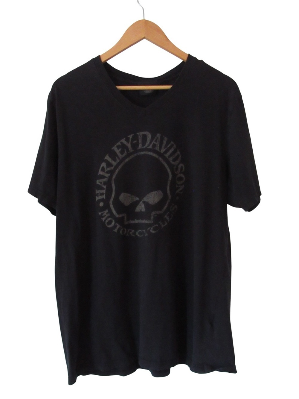 Harley-Davidson Black Tone-on-Tone Skull V-Neck Tee